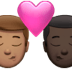 👨🏽‍❤️‍💋‍👨🏿 kiss: man, man, medium skin tone, dark skin tone display on Apple